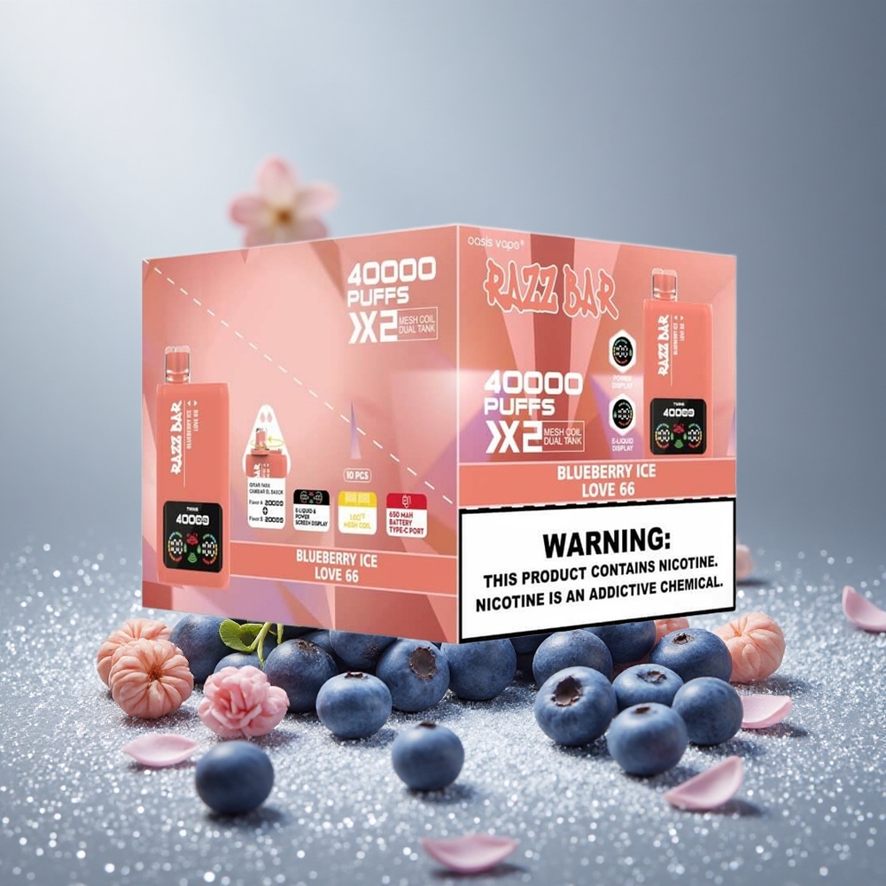 Razz Bar 40000 Пуфове Еднократна вейп Боровинков Лед