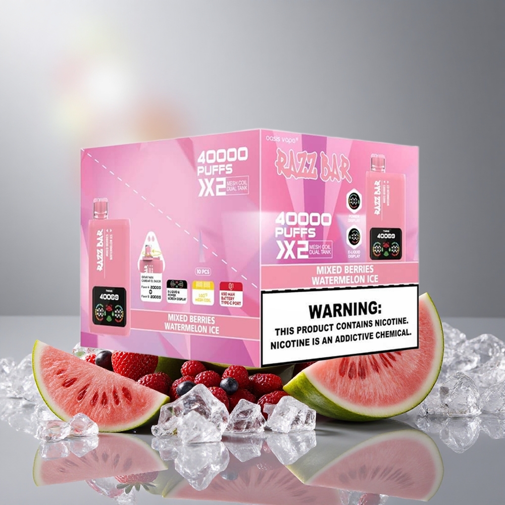 Razz Bar 40000 Пуфове Еднократна вейп Смесени Ягоди_Ледена Диня