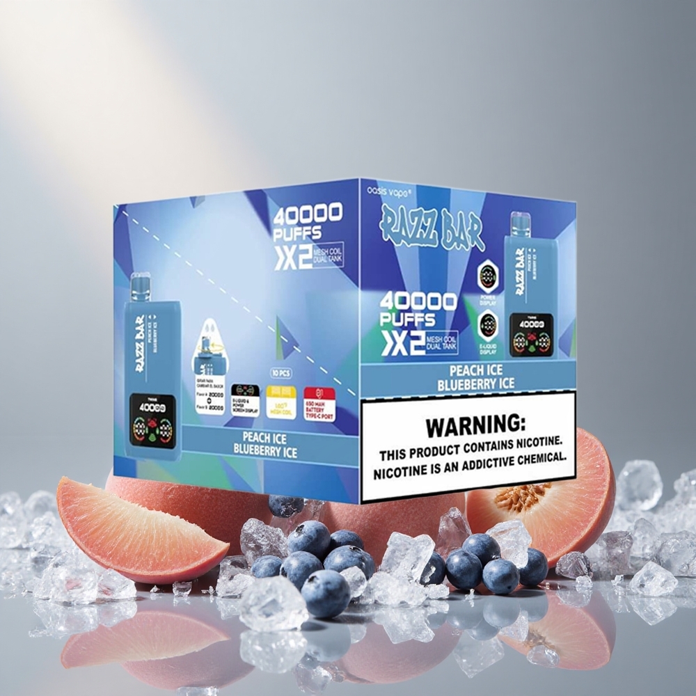 Razz Bar 40000 Пуфове Еднократна вейп Праскова Лед & Боровинка Лед