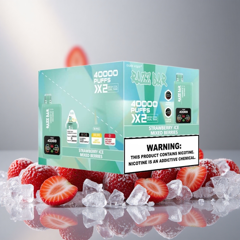 Razz Bar 40000 Пуфове Еднократна вейп Ягода Лед