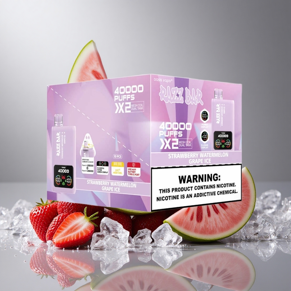 Razz Bar 40000 Пуфове Еднократна вейп Ягода Диня_Грозде Лед