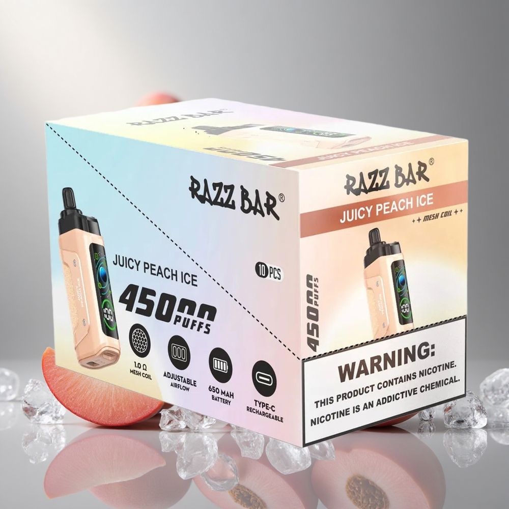 Razz Bar 45000 Пуфове Еднократна вейп Сочен Праскова Лед