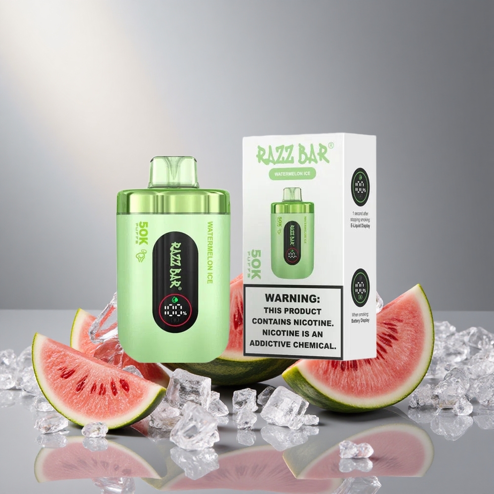 Razz Bar 50K Пуфове Еднократна вейп Пъпеш Лед с 1.0 Ohm мрежов намотка