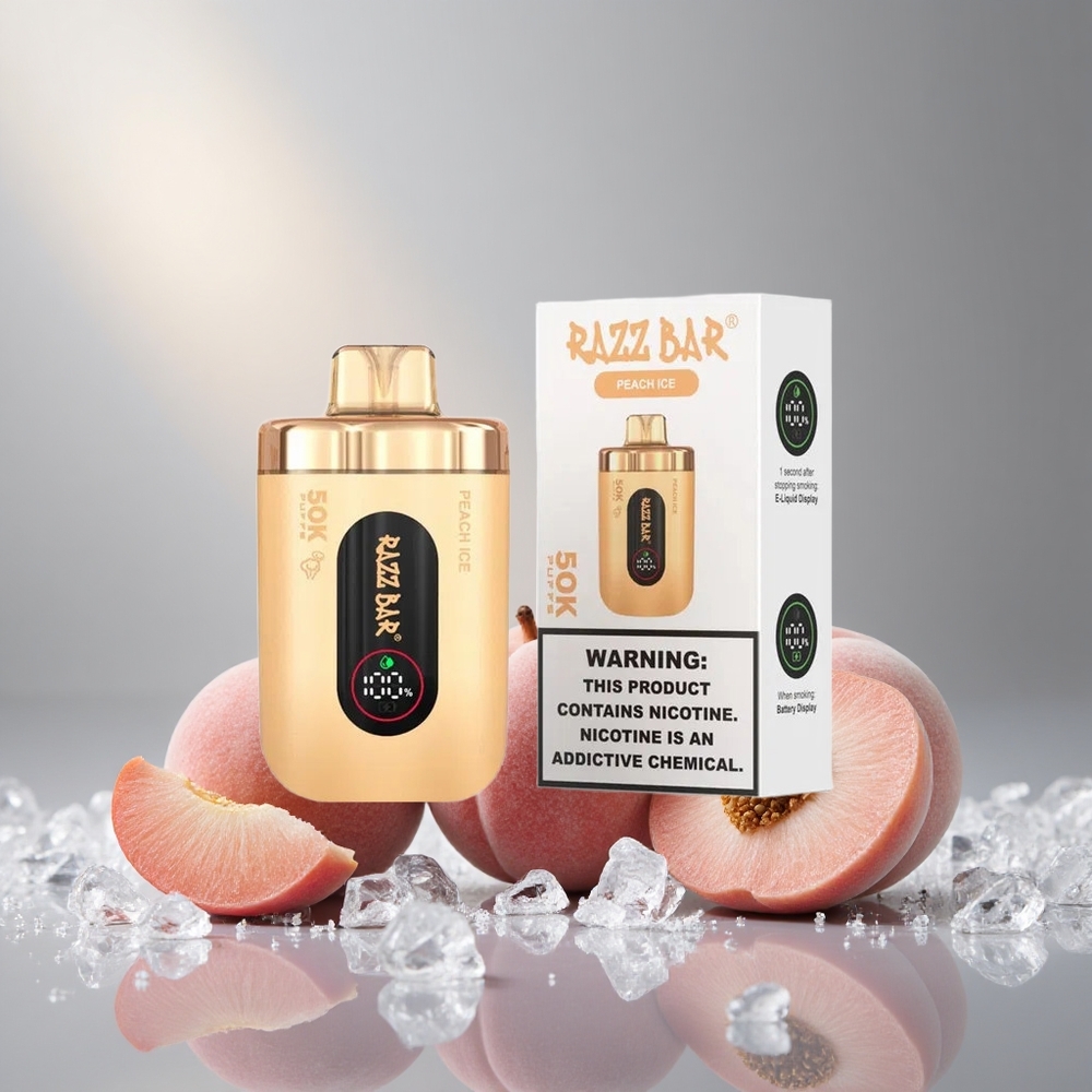 Razz Bar 50K Пуфове Еднократна вейп Праскова Лед с 2% Никотин