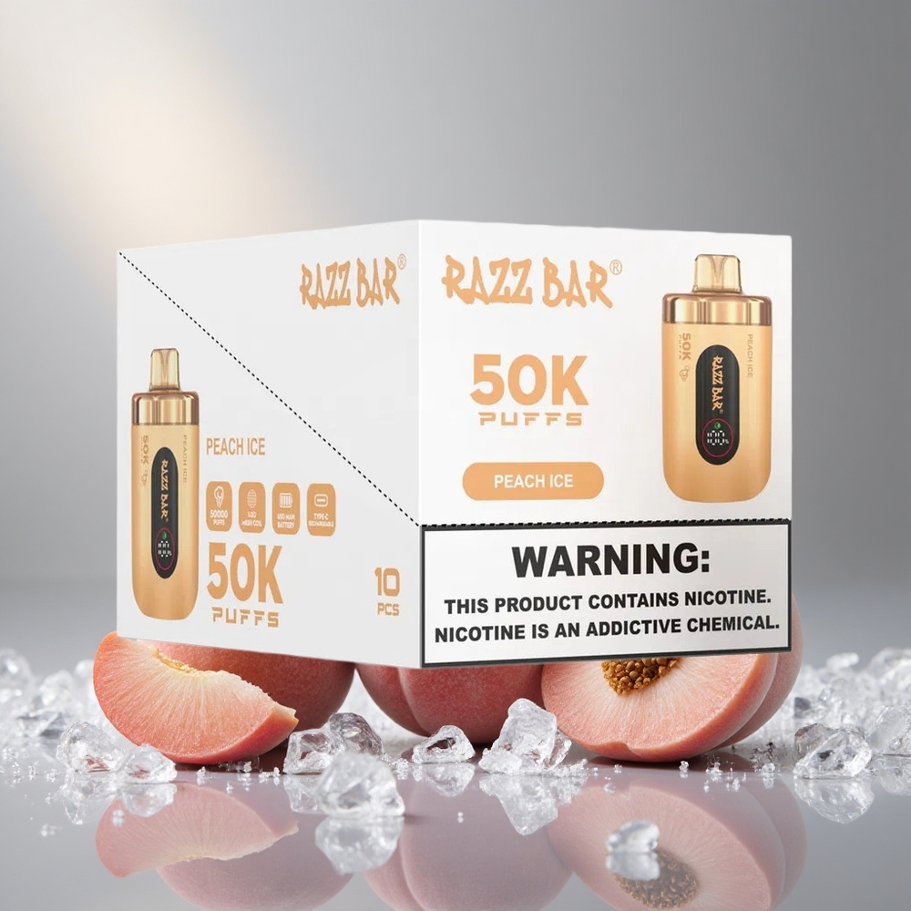 Razz Bar 50K Пуфове Еднократна вейп Праскова Лед с 2% Никотин