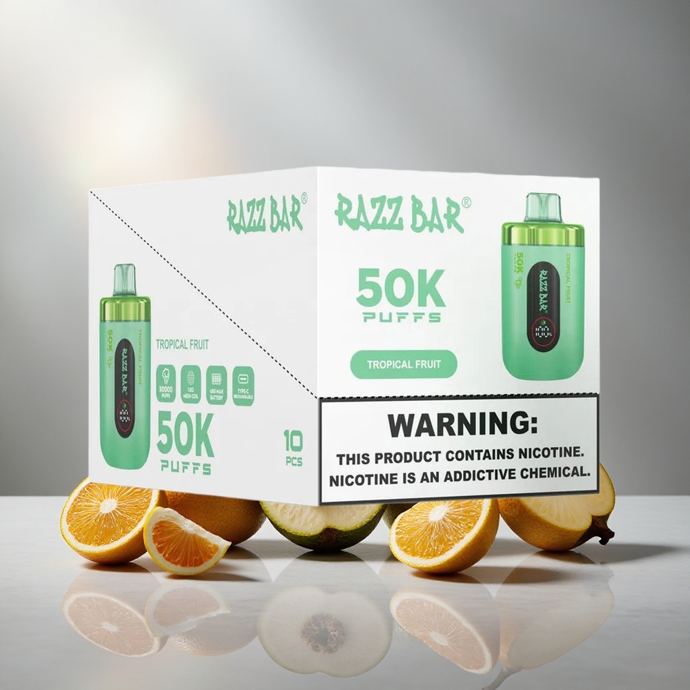 Razz Bar 50K Пуфове Еднократна вейп Тропически Плодове с 2% Никотин