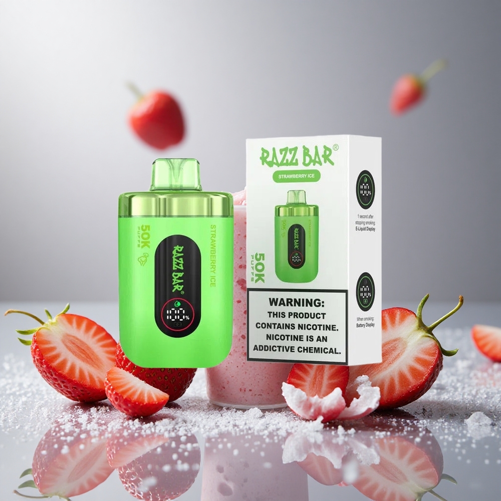 Razz Bar 50K Пуфове Еднократна вейп Ягода Лед с 50000 пуфове