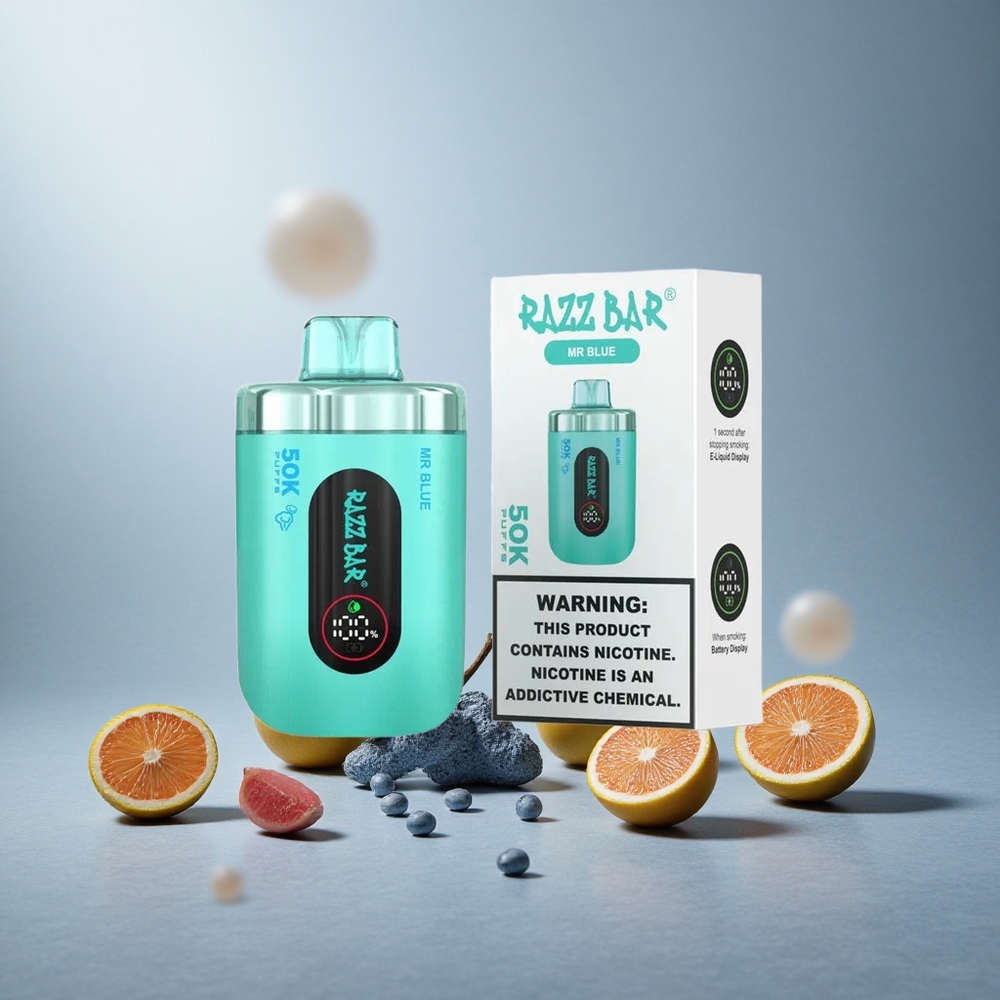 Razz Bar 50K Пуфове Еднократна вейп Голям Син с 50000 Пуфове и Type-C Зареждане