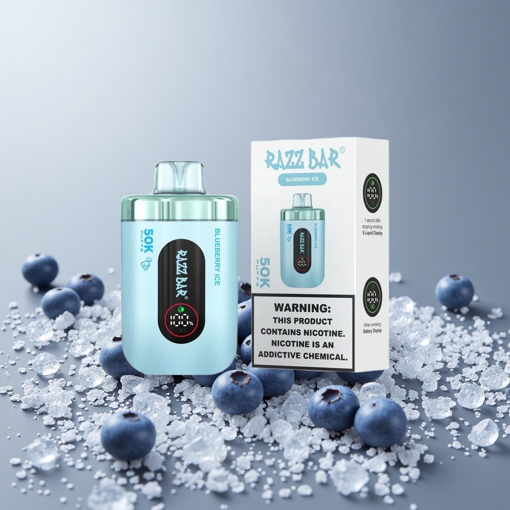 Razz Bar 50K Пуфове Еднократна вейп Боровинков Лед (650 мАч Батерия)