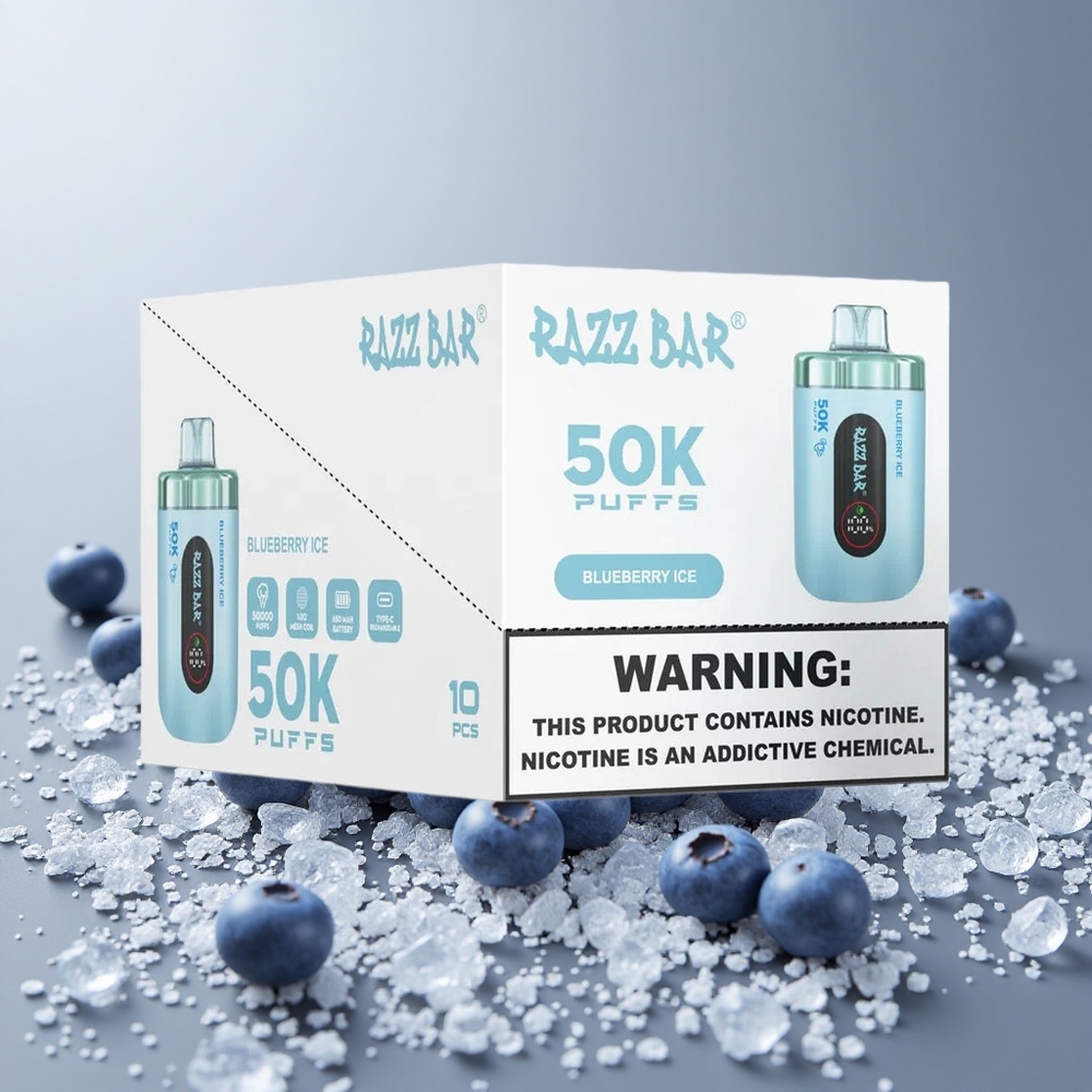 Razz Bar 50K Пуфове Еднократна вейп Боровинков Лед (650 мАч Батерия)