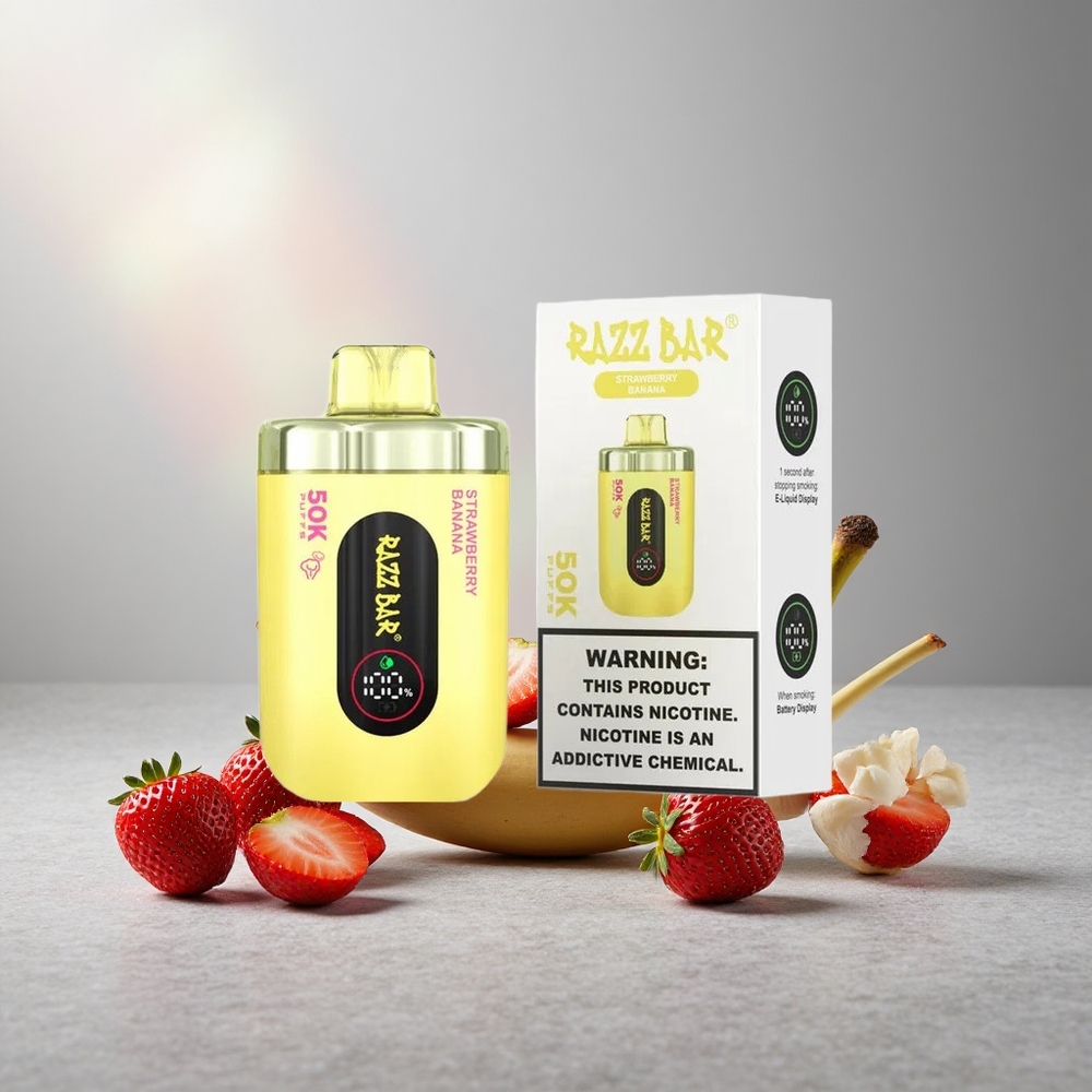 Razz Bar 50K Пуфове Еднократна вейп Ягода Банан 650 мАч