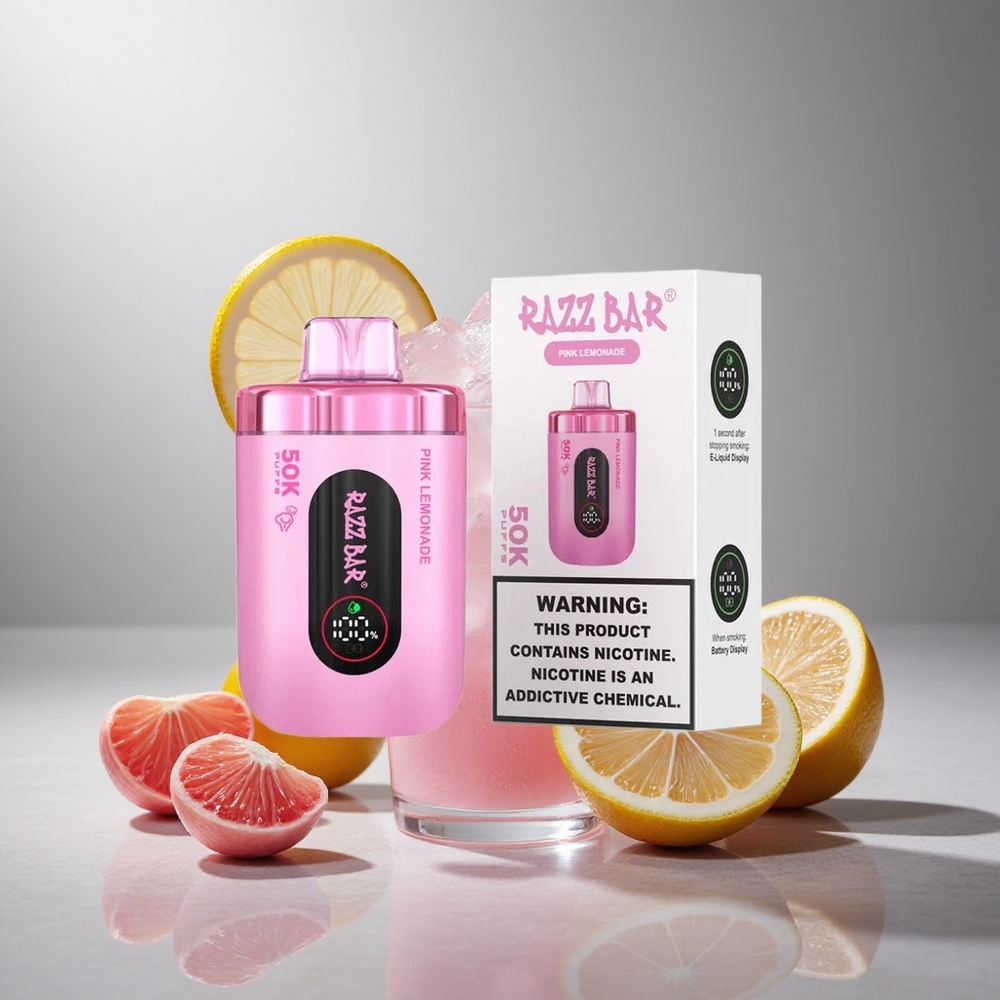 Razz Bar 50K Пуфове Еднократна вейп Розов Лимонада с 650 mAh Батерия