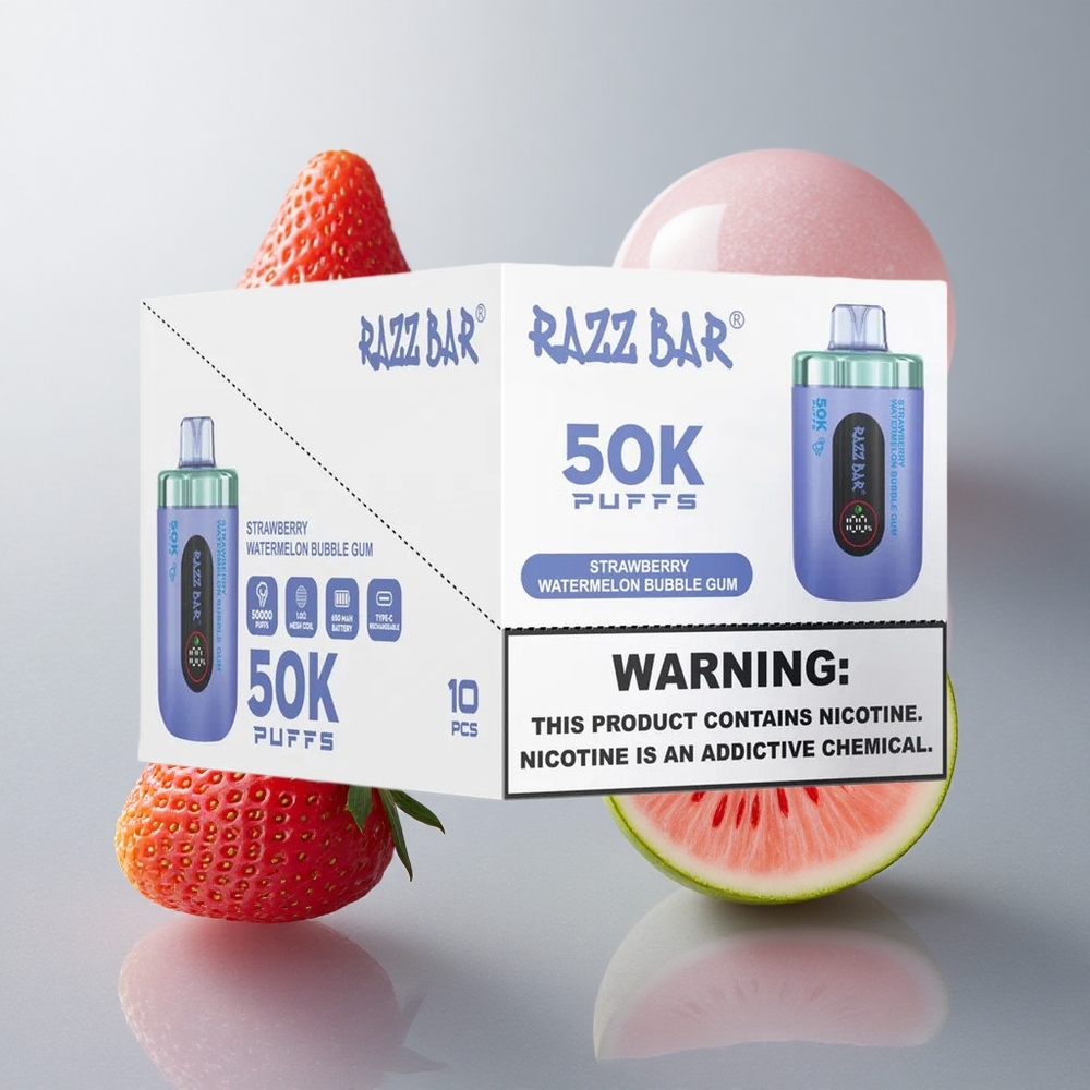 Razz Bar 50K Пуфове Еднократна вейп Ягода Диня 650 mAh Батерия